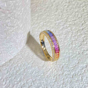 Colorful Sapphire Diamond Eternity Ring 18K Gold - Jiaxyk
